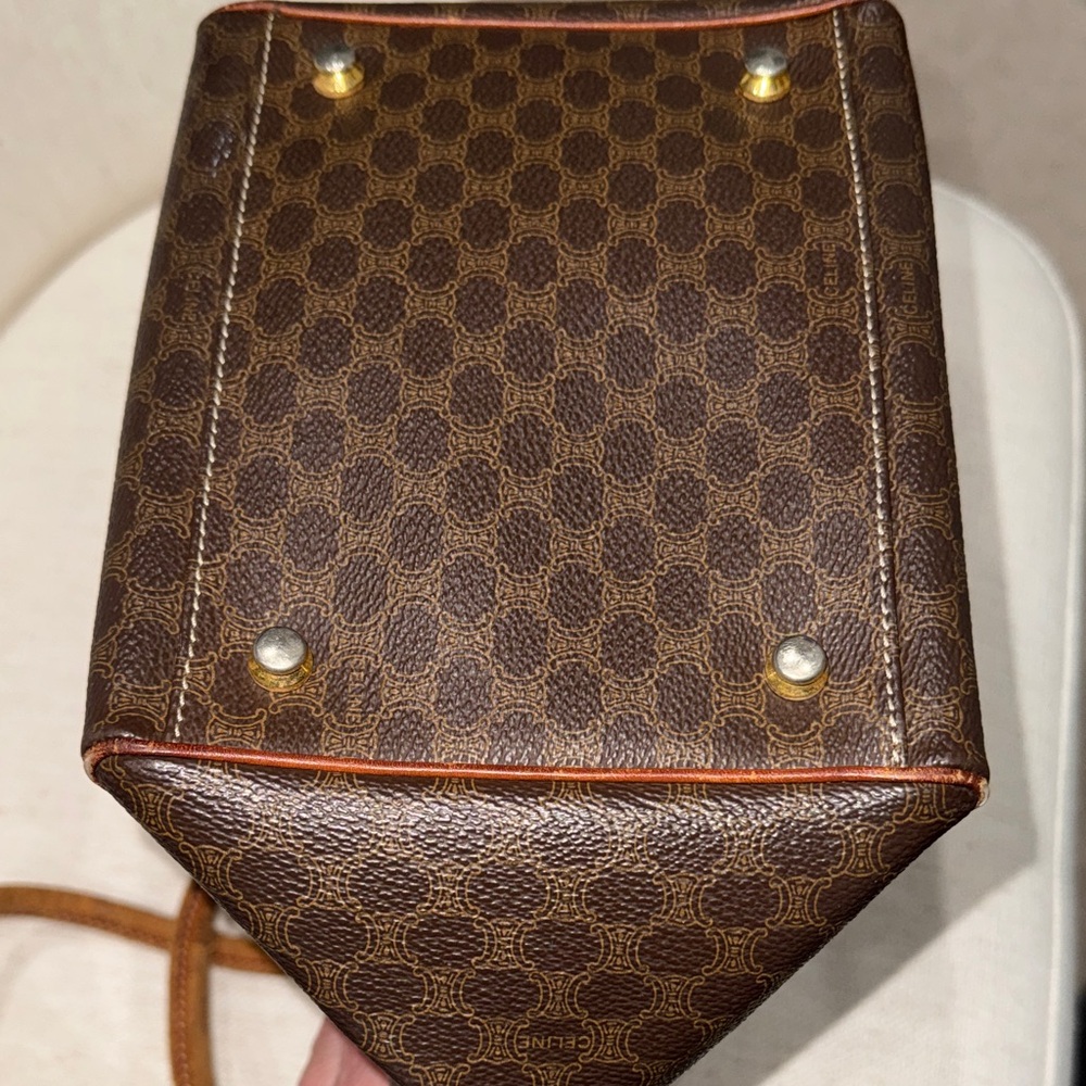 Celine Brown Monogram Tote with Tan Leather Handles and Gold Hardware - Picture 10 of 11